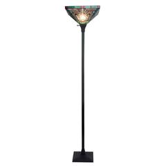 INNES Mission Tiffany-style Blackish Bronze 1 Light Torchiere Lamp 14" Wide