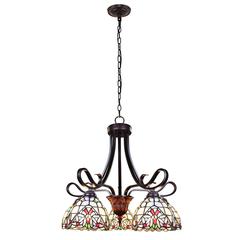 CHLOE Lighting GRENVILLE Victorian Tiffany-Style Dark Bronze 5 Light Chandelier 25" Wide