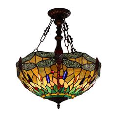 CHLOE-Lighting EMPRESS Tiffany-style Blackish Bronze 3 Light Hanging Pendant 18" Wide