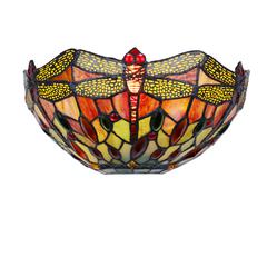 CHLOE Lighting EMPRESS Dragonfly Tiffany-style Dark Bronze 1 Light Wall Sconce 12" Wide