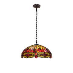 CHLOE Lighting EMPRESS Tiffany-style Blackish Bronze 3 Light Hanging Pendant 18" Wide