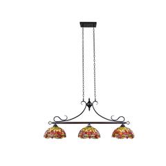 CHLOE Lighting EMPRESS Dragonfly Tiffany-Style Dark Bronze 3 Light Island Pendant 48" Wide