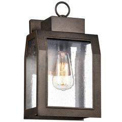 MILTON Industrial-style 1 Light Antique Gold Outdoor Wall Sconce 14" Tall