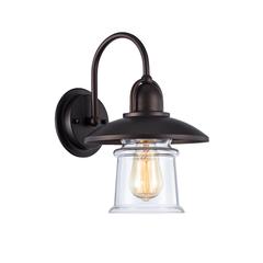 MANETTE Industrial-style 1 Light Rubbed Bronze Wall Sconce 9" Wide
