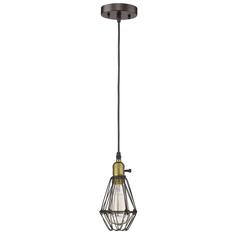 CHARLES Industrial-style 1 Light Rubbed Bronze Ceiling Mini Pendant 8" Shade