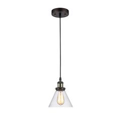 MANETTE Industrial-style 1 Light Rubbed Bronze Ceiling Mini Pendant 7" Shade