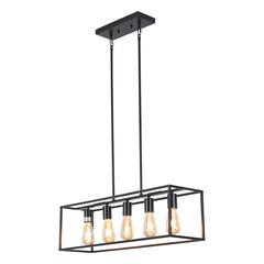 CHLOE Lighting IRONCLAD Industrial 5 Light Matt Black Island Pendant 33" Wide