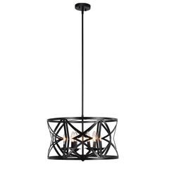 CHLOE Lighting ALINA Farmhouse 5 Light Matt Black Finish Ceiling Pendant 21" Wide