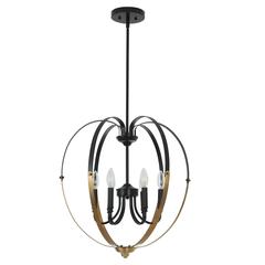CHLOE Lighting WINONA Transitional 6 Light Matt Black/Antique Brass Finish Hanging Ceiling Pendant 20" Wide