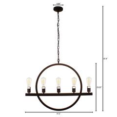 IRONCLAD Farmhouse 5 Light Oil Rubbed Bronze Ceiling Pendant 32" Wide