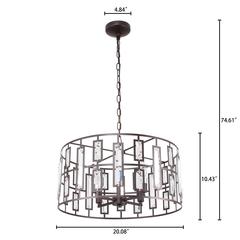 NAOMI Contemporary 4 Light Rubbed Bronze Ceiling Pendant 20" Wide