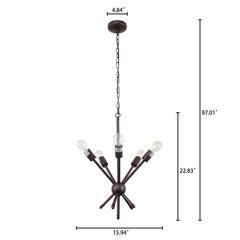 FREYA Transitional 5 Light Rubbed Bronze Ceiling Pendant 16" Wide