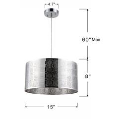 SIERRA Farmhouse 1 Light Chrome Ceiling Pendant 15" Wide