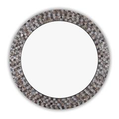 CHLOE's Reflection Vertical Hanging Seashell Finish Round Framed Wall Mirror 30" Height