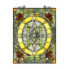CHLOE Lighting BONICA Tiffany-Style Floral Stained Glass Window Panel 24" Height