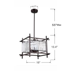 VANESSA Contemporary 4 Lights Rubbed Bronze Ceiling Pendant 15" Wide