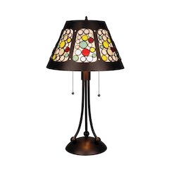 Retro-Style Stained Glass 2-Light Table Lamp 18" Shade