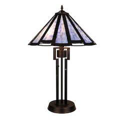 Retro-Style Stained Glass 2-Light Table Lamp 18" Shade
