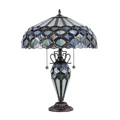 PRISMA Tiffany-style 3 Light Double Lit Table Lamp 18" Shade