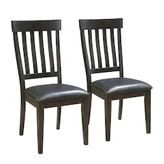 Grey Finish Side Chairs with Upholstered Faux Leather Seats