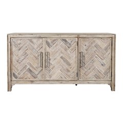 Gramercy Mid-Century Modern Chevron Four Door 79" Accent Cabinet
