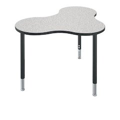 Student Desk - Medium Cloud - Gray Nebulatop Surface And Black Edgeband - Black Horseshoe Legs - No Bookbox