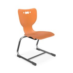 Hierarchy Cantilever School Chair,  16" Height, Chrome Frame, Orange Shell