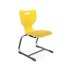 Hierarchy Cantilever School Chair, 16" Height, Chrome Frame, Yellow Shell