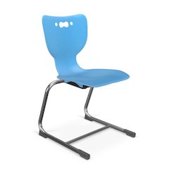 Hierarchy Cantilever School Chair,  18" Height, Chrome Frame, Blue Shell