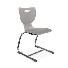 Hierarchy Cantilever School Chair, 18" Height, Chrome Frame, Grey Shell