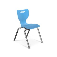Hierarchy School Chair, 4-Leg, 14" Height, Chrome Frame, Blue Shell