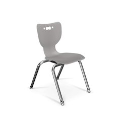 Hierarchy School Chair, 4-Leg, 14" Height, Chrome Frame, Grey Shell