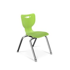 Hierarchy School Chair,  4-Leg, 14" Height, Chrome Frame, Lime Green Shell