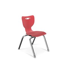 Hierarchy School Chair, 4-Leg, 14" Height, Chrome Frame, Red Shell