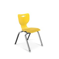 Hierarchy School Chair, 4-Leg, 14" Height, Chrome Frame, Yellow Shell