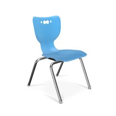 Hierarchy School Chair, 4-Leg, 16" Height, Chrome Frame, Blue Shell