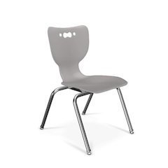 Hierarchy School Chair,  4-Leg, 16" Height, Chrome Frame, Grey Shell