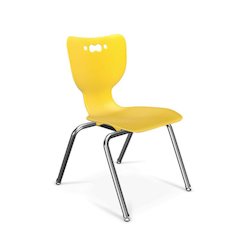 Hierarchy School Chair, 4-Leg, 16" Height, Chrome Frame, Yellow Shell