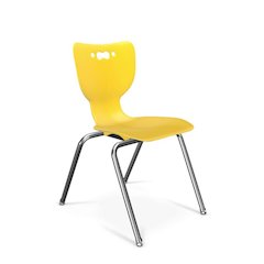 Hierarchy School Chair, 4-Leg, 18" Height, Chrome Frame, Yellow Shell