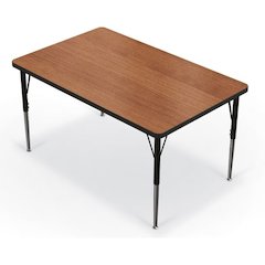 Activity Table - 30"X48" Rectangle - Amber Cherry Top Surface - Black Edgeband