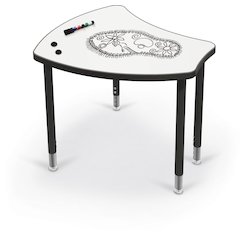 Porcelain Desktop - Standard Shapes Desk With Platinum Direct Mount Shapes Legs