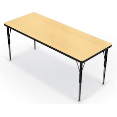 Activity Table - 24"X60" Rectangle - Fusion Maple Top Surface - Black Edgeband