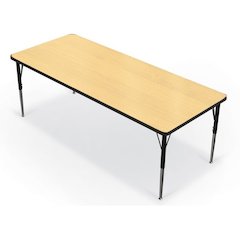 Activity Table - 30"X72" Rectangle - Fusion Maple Top Surface - Black Edgeband