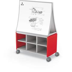 Compass Cabinet - Maxi H1 -Cubbies / Casters / Ogee Board - Red