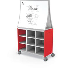 Compass Cabinet - Maxi H2 -Cubbies / Casters / Ogee Board - Red