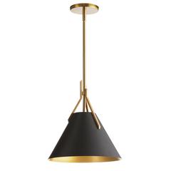 1LT Incandescent Pendant, AGB, BK metal shade