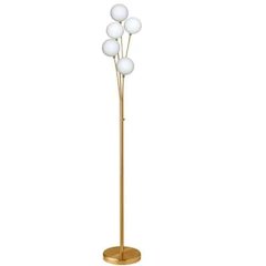 5LT Incandescent Floor Lamp, Aged Brass,WH Glass