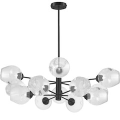 12LT Chandelier, MB, Clear Glass