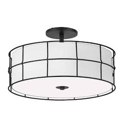 3LT Semi-Flush Mount, MB,WH shade