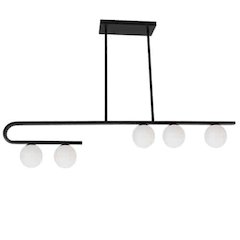 5LT Horiz Pendant, MB, WH Glass